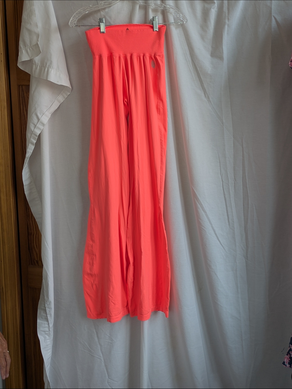 FP Movement by Free People High-Waist Wide-Leg Palazzo Leggings in Neon Coral